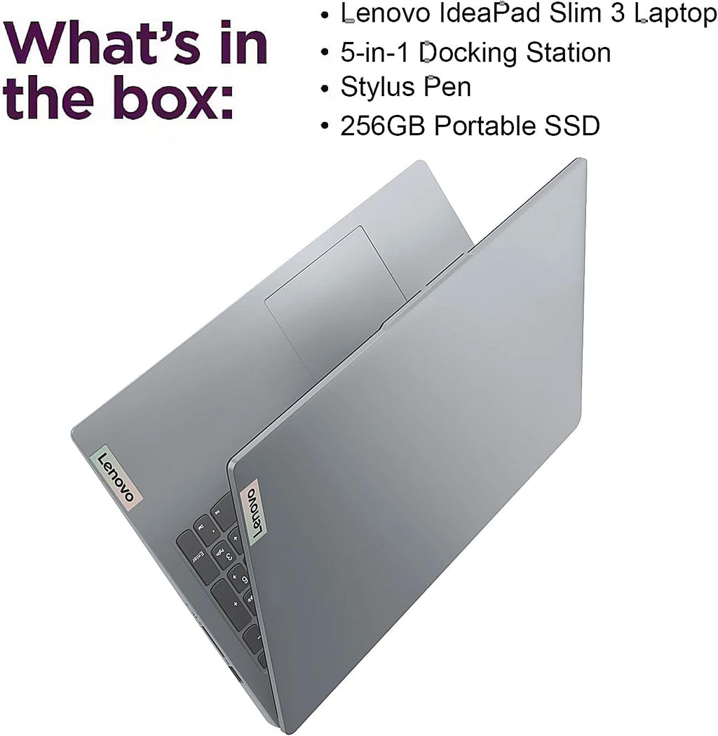 Lenovo IdeaPad Slim 3 Linux Laptop, 15.6' FHD Touchscreen Laptop, 8-Core AMD Ryzen 7 5825U, 16GB RAM, 512GB SSD, Keypad, SD Card Reader, Stylus Pen + External Portable SSD + USB Hub, Linux Ubuntu OS