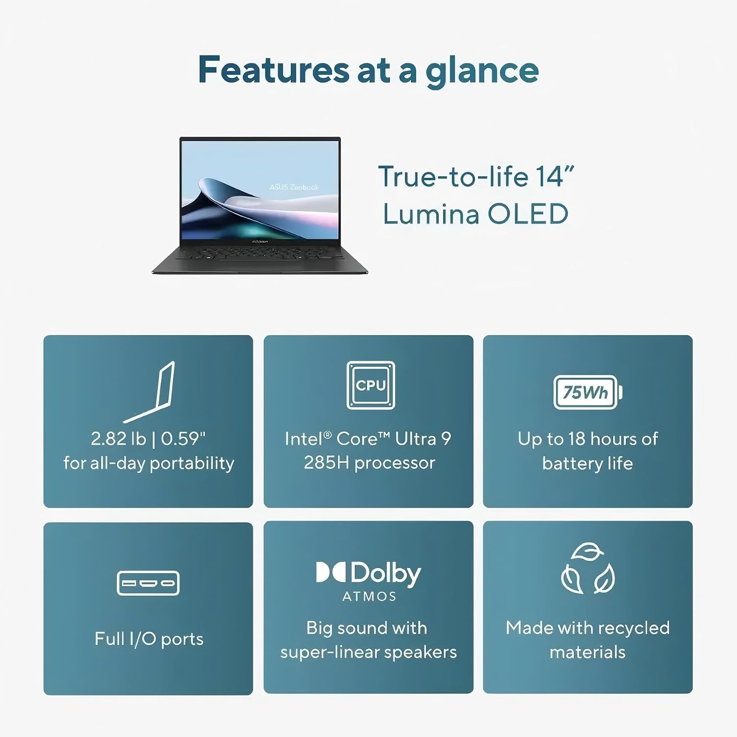 ASUS Zenbook 14' OLED Touch Screen Laptop, WUXGA, Intel Core Ultra 9 285H Up to 5.4GHz, Intel Arc GPU, Copilot, Thunderbolt 4, Wi-Fi 7, Win11 H, w/Wireless Mouse (32GB 7467MHz RAM | 1TB SSD)