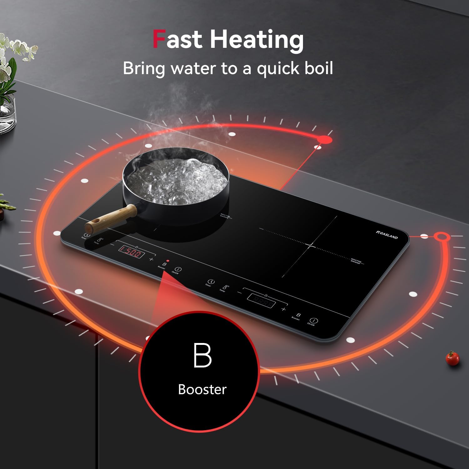 GASLAND Portable Induction Cooktop 2 Burners, 1800W Double Induction Cooktop with 10 Temperature 7 Power Settings, Sensor Touch Control, Child Safety Lock & Timer