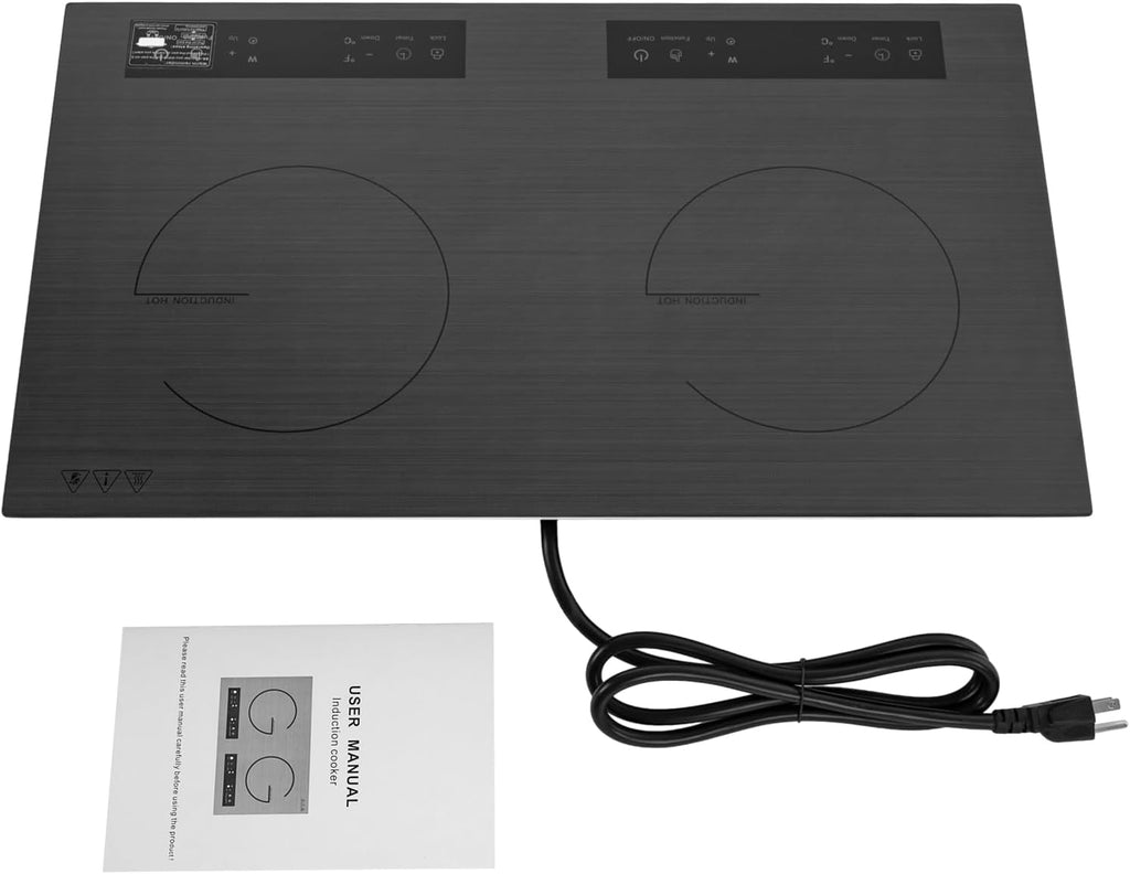 Double Induction Cooktop 24 Inch, 4000W 2 Burners Electric Cooktop with Hot Plate, Portable Induction Cooker with Timer and Child Safety Lock, Temperature Adjustable Stove Top with LED Display