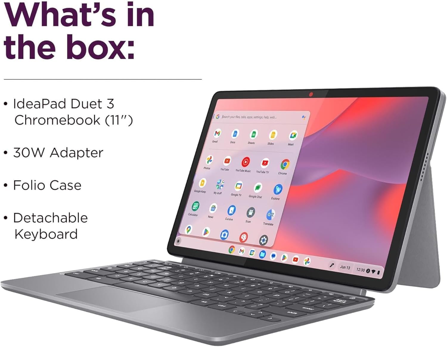 Lenovo Chromebook Duet Gen 9 11' FHD+ 2-in-1 Tablet Touchscreen Laptop (8-Core MediaTek Kompanio 838, 4GB, 128GB Storage (64GB+64GB SD), Detachable Keyboard) 8MP Webcam, IST HUB, Chrome OS, Students