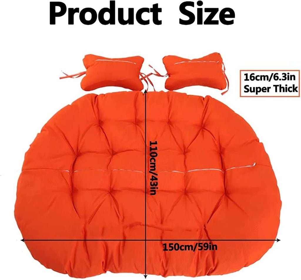 ZTGL Hammock Swing Chair Cushion, Double Egg Chair Cushion Replacement, Outdoor Patio Wicker Loveseat Hanging Swing Egg Chairs for 2 Persons Patio Backyard Balcony,Red