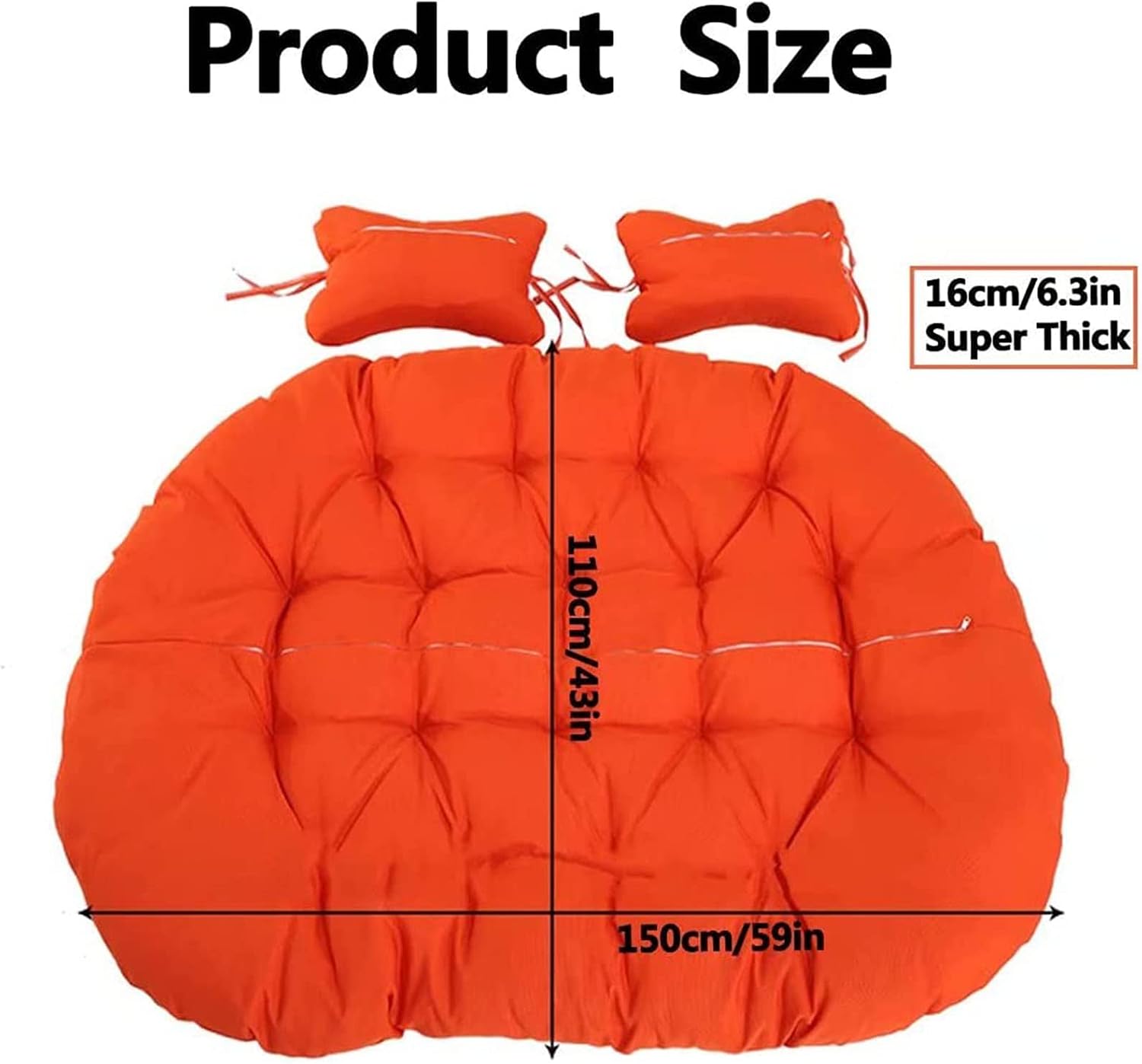 ZTGL Hammock Swing Chair Cushion, Double Egg Chair Cushion Replacement, Outdoor Patio Wicker Loveseat Hanging Swing Egg Chairs for 2 Persons Patio Backyard Balcony,Flower a