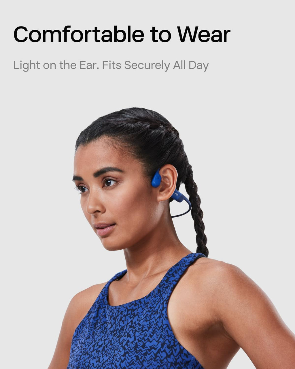 SHOKZ OpenRun, Bone Conduction Headphones,Open-Ear Bluetooth Wireless Sport Headphones for Running & Workout,Sweat Resistant, Long 8H Playtime,Mic,Hair Band-Standard-Blue (Pack of 2)