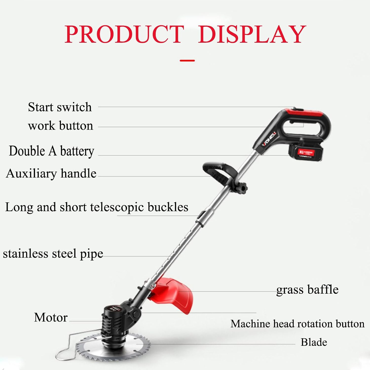 Electric Lawn Mower Robot Rotary Lawn Mower Electric Weeder Rechargeable Agricultural Home Cordless Weeder 24V Lithium Battery 24V/2.0Ah