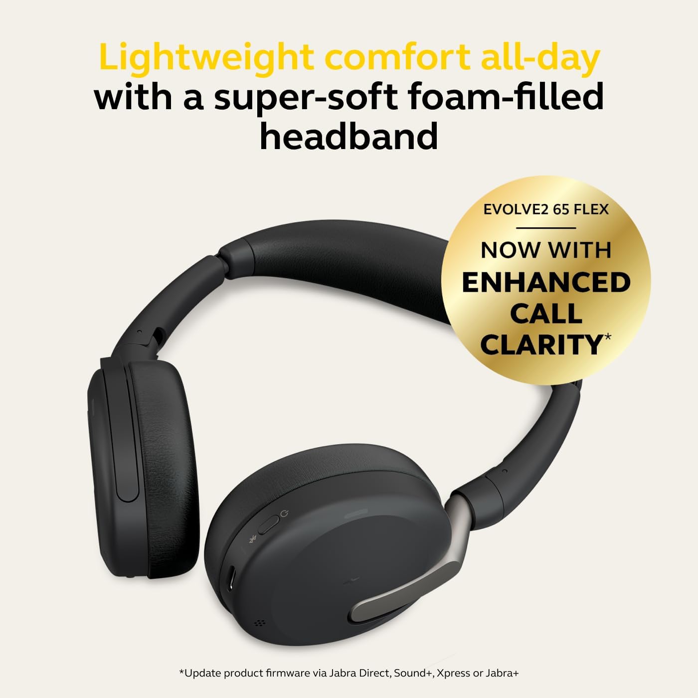 Jabra Evolve2 65 Flex Stereo Headset with Bluetooth, Wireless Charging Pad - Noise-Cancelling ClearVoice Technology & Hybrid Active Noise Cancellation - Certified for Microsoft Teams - Black