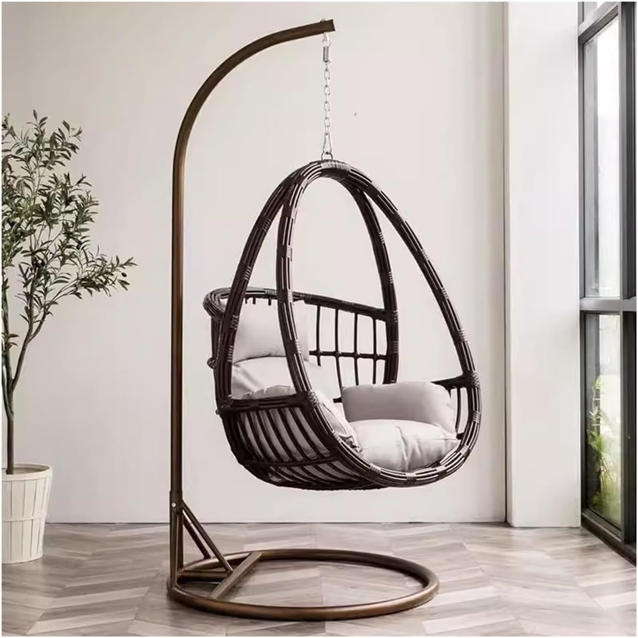 Rattan Chair Hanging Basket Hammock Indoor Household Rocking Chair Balcony Hanging Basket Chair Leisure Outdoor Courtyard Rocking Basket Swing Hanging Chair Modern Accent Chair for Living Room