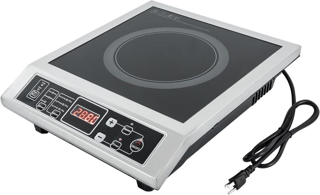 Professional Portable Induction Cooktop, Commercial Countertop Induction Burner, 3500W Induction Stove with Timer Function, 8 Temps from 176-518°F, Hot Plate for Home Kitchen RV
