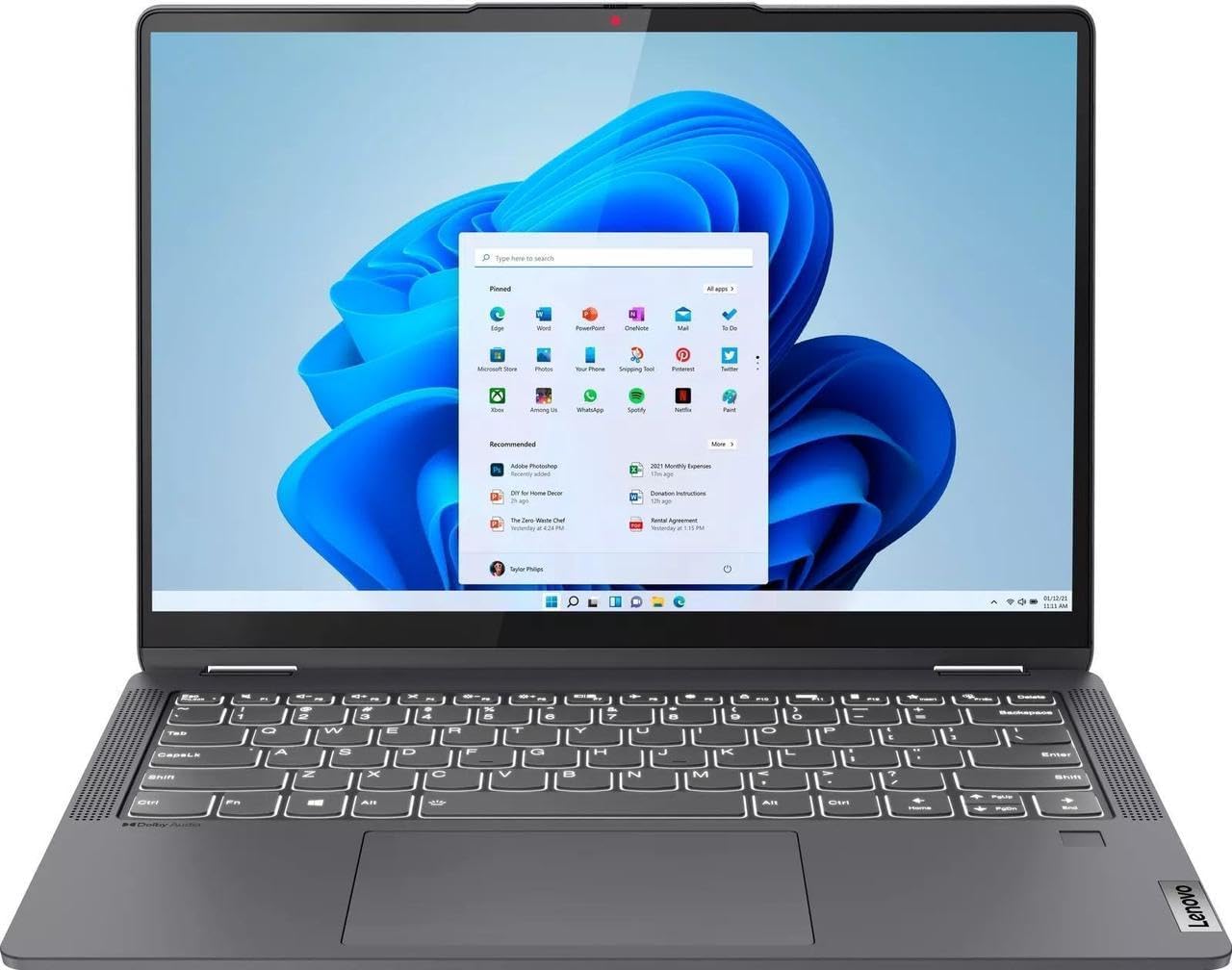 Lenovo Flex 5i 14' Touchscreen 2-in-1 Laptop | Intel Core i5-1235U Processor | 8GB RAM | 512GB SSD | Intel Iris Xe Graphics | Backlit | Fingerprint | Windows 11 S | Bundle with Grey Bag
