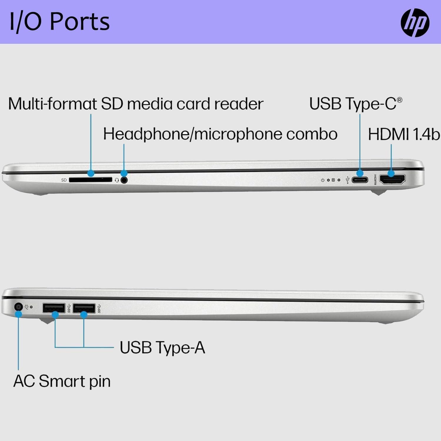 HP 15 inch Laptop, FHD Non-Touch Display, Intel Core i5, 8GB RAM, 256GB PCIe SSD, Intel UHD Graphics, Windows 11 Home, Natural Silver, 15-dy2795wm
