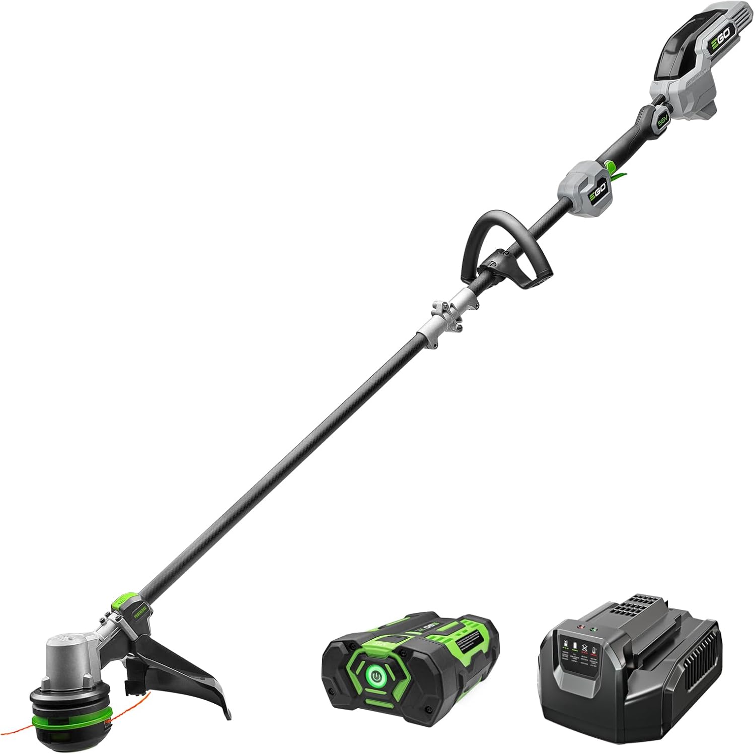 EGO POWER+ String Trimmer, Battery Powered, 15' Trimmer for Weeds and Grass with POWERLOAD and Carbon Fiber Split Shaft, Includes 56V 2.5Ah Battery and Charger - ST1521S