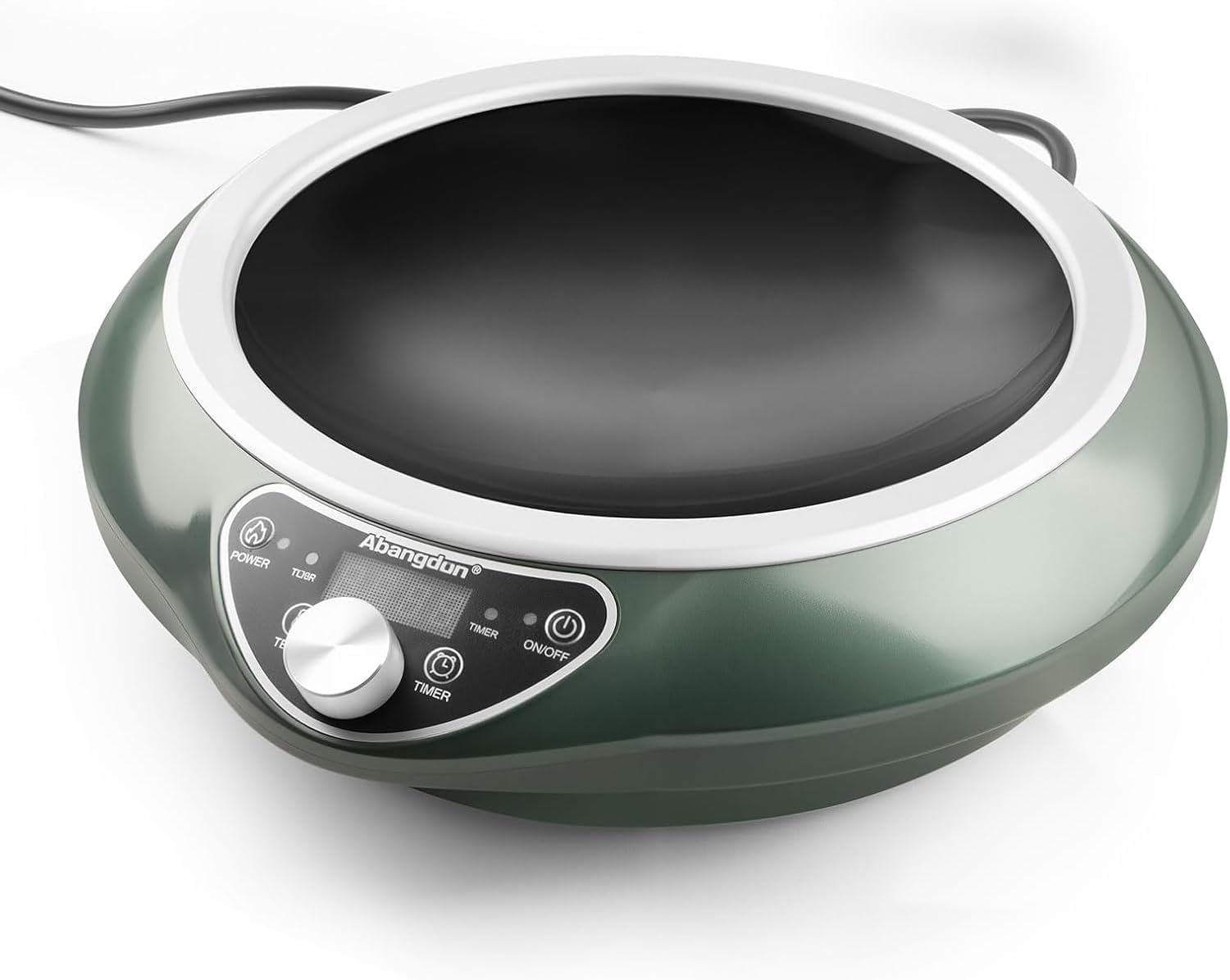1700W 120V Concave Induction Wok Cooktop, 9.25-Inch Coil, Steady Low-Heat Control, 16 Power Levels, ETL Listed Portable Countertop Burner for Round-Bottom Woks & Flat-Bottom Pans