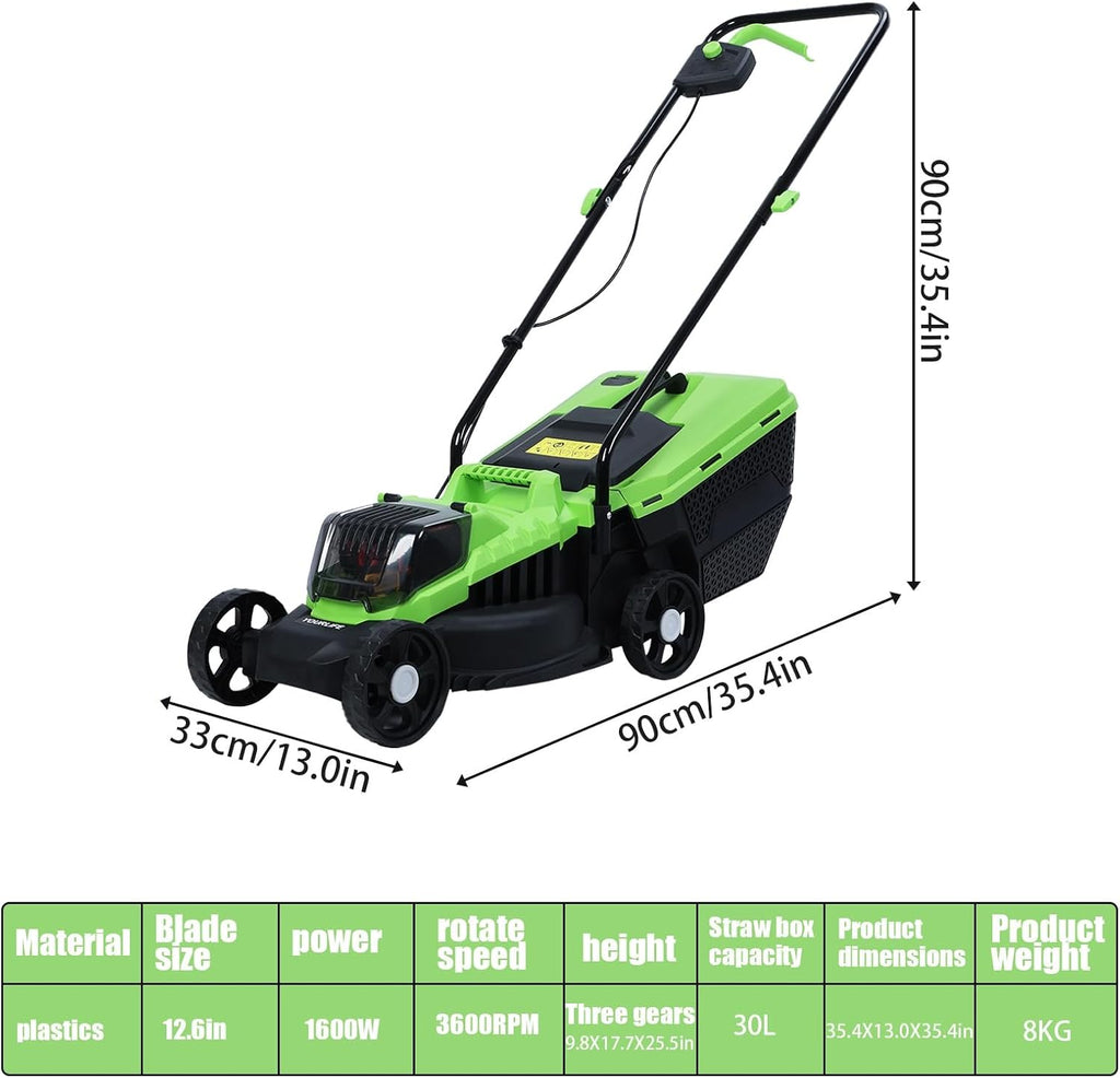 Lawn Mower, Walk-Behind Lawn Mowers, Self-Propelled Cordless with Brushless Motor, 30L Grass Tank for Cutting shrubs, Weeds, Brush US Plug