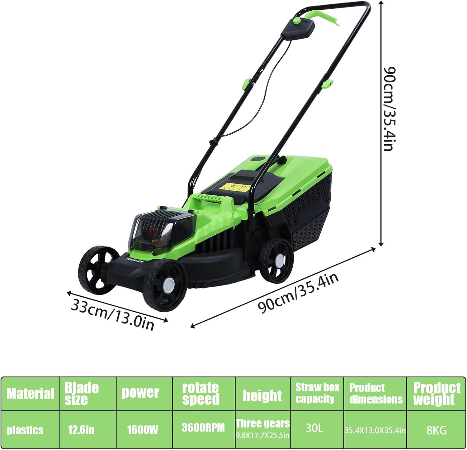 Lawn Mower, Walk-Behind Lawn Mowers, Self-Propelled Cordless with Brushless Motor, 30L Grass Tank for Cutting shrubs, Weeds, Brush US Plug