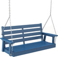 IVY&LANE Outdoor Porch Swing | HDPE Plastic | 2-Person | Hanging Bench Swings | Weatherproof | 4 Stainless Steel Chains | Blue | for Outside Patio Garden Backyard Tree