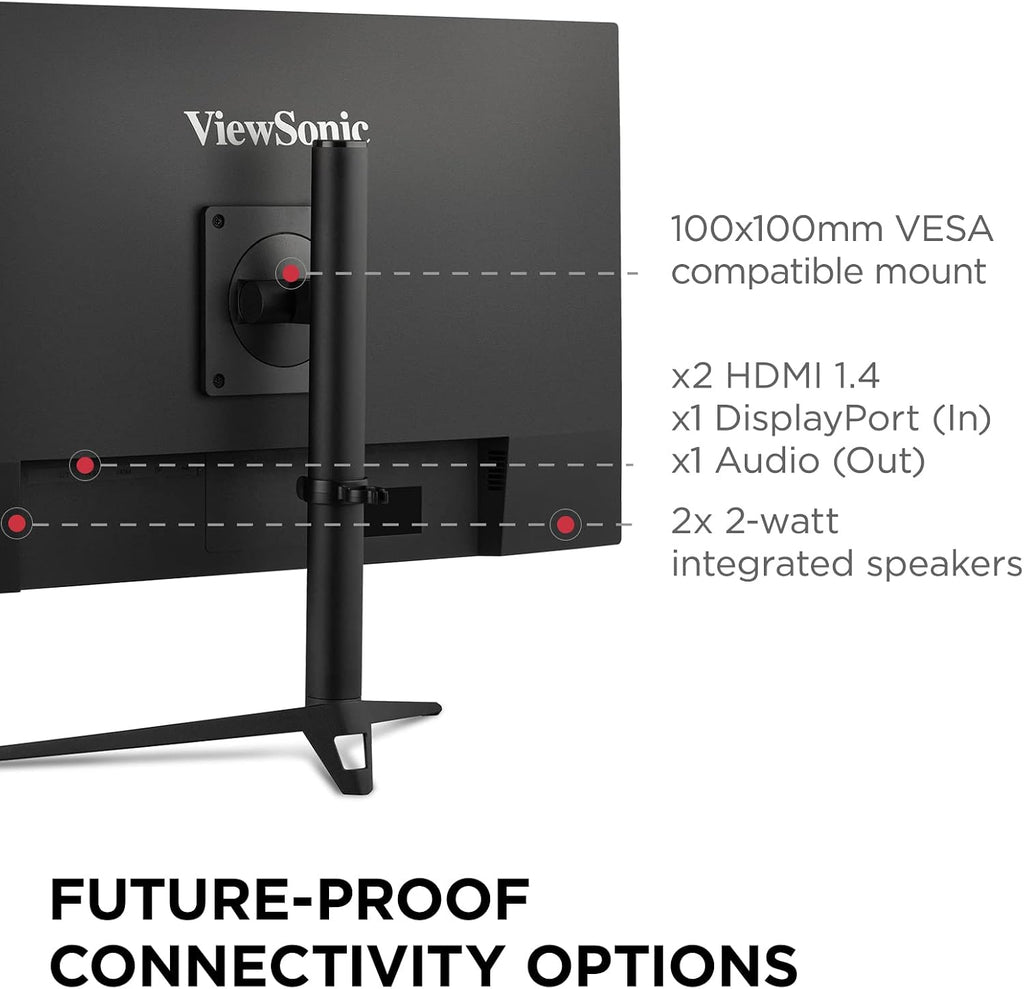 ViewSonic VX2728J 27 Inch 1080p Gaming Monitor, IPS with 180Hz and 0.5ms for Smooth Gameplay, FreeSync Premium and G-Sync Compatible, Eye Care Technology, Advanced Ergonomics, HDMI, and DisplayPort
