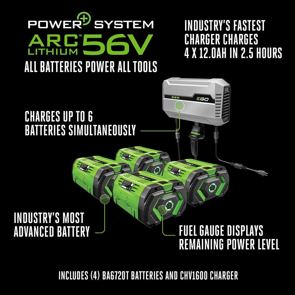 EGO Power+ Electric Riding Lawn Mower, 42' Deck with Zero Turn Radius, Includes (4) 56V 12.0Ah Batteries and Charger - ZT4205S
