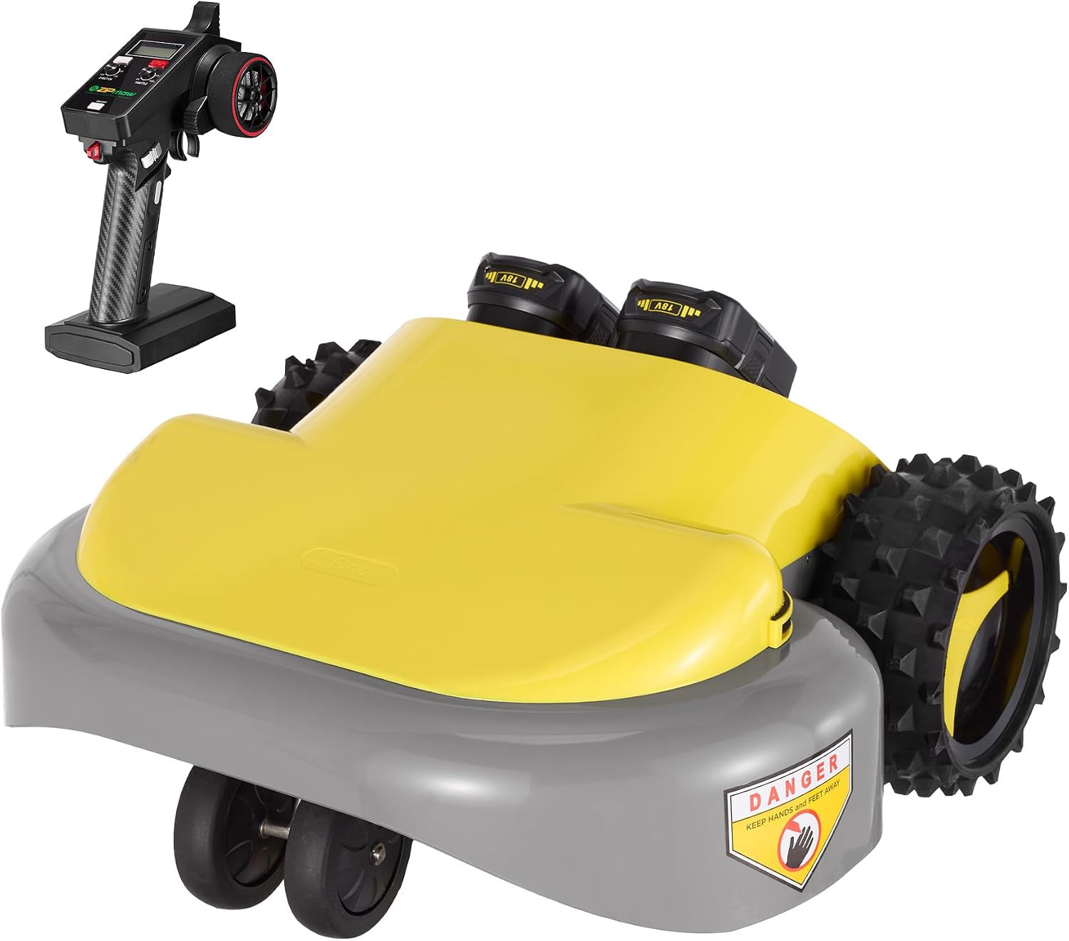 Remote Control Lawn Mower - Battery Powered Rc Lawn Mower, Cut Height 2.0'-3.0', 40% Slope, Remote Control with Adjustable Speeds, 100% Electric All-Wheel Drive