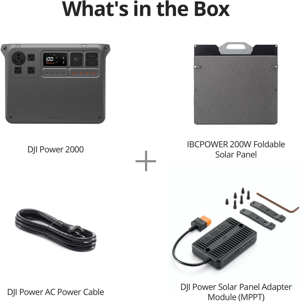 DJI Power 2000 Portable Power Station, Solar Generator with 200W Panel, 2048Wh LFP Battery, 3000W Stable Output, Enhanced Safety, Camping & RVs, Road Trip, Outdoors