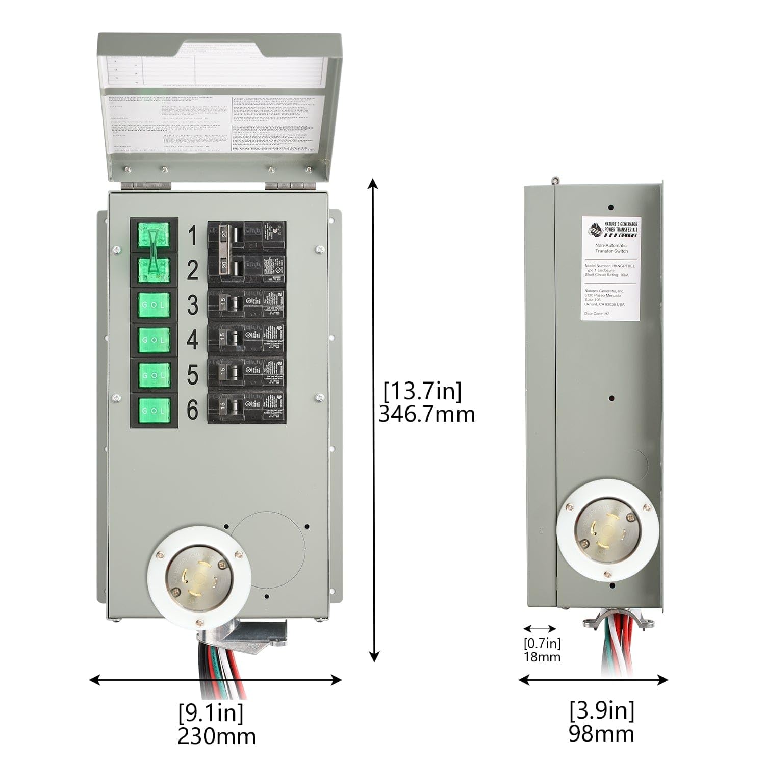 Nature's Generator Transfer Switch 6-Circuits 120/240V 30A Non-Automatic Power Transfer Kit