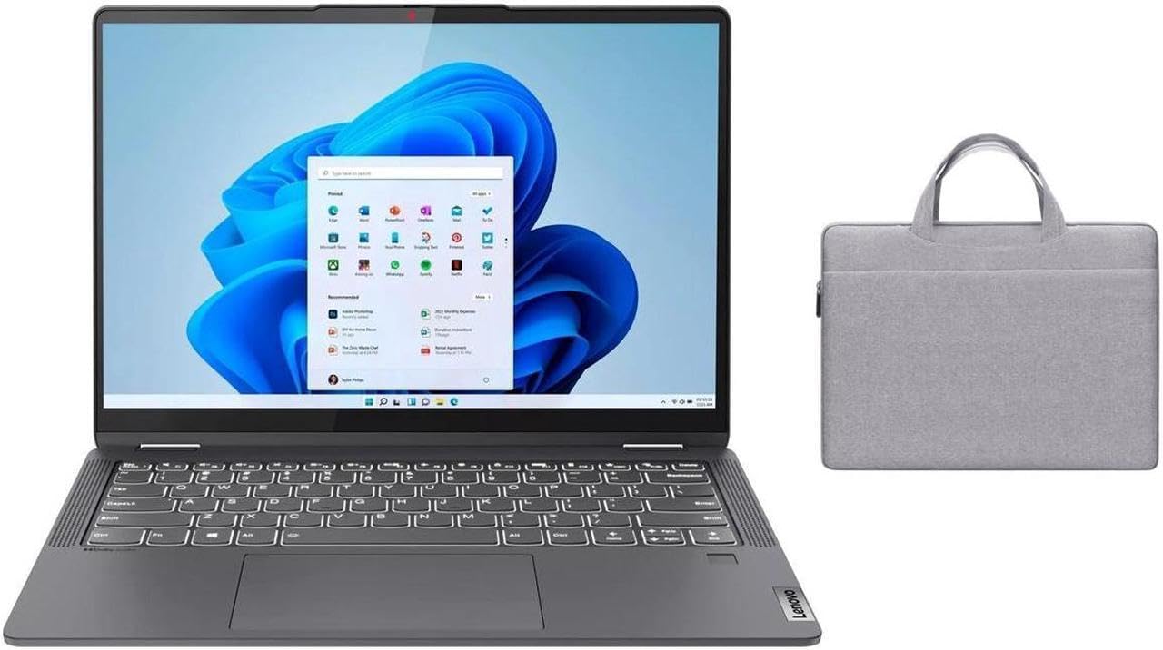 Lenovo Flex 5i 14' Touchscreen 2-in-1 Laptop | Intel Core i5-1235U Processor | 8GB RAM | 512GB SSD | Intel Iris Xe Graphics | Backlit | Fingerprint | Windows 11 S | Bundle with Grey Bag