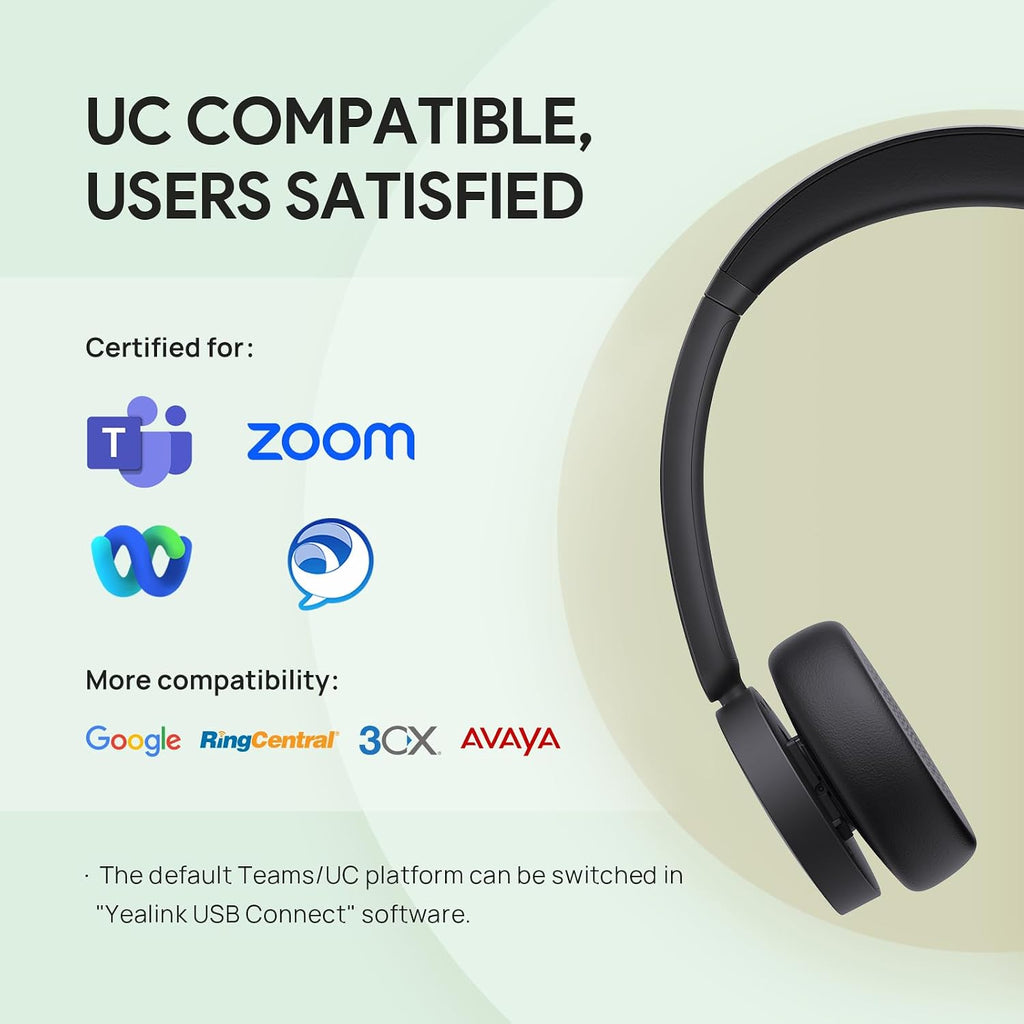 Yealink BH70 Dual UC Wireless Headset with Mic for Work, Bluetooth Headphone Teams&UC Compatible, up to 35h Talk Time, 147g All-Day Wearing Comfort, Perfect for Open Office Home Hybrid Work, USB-C/A