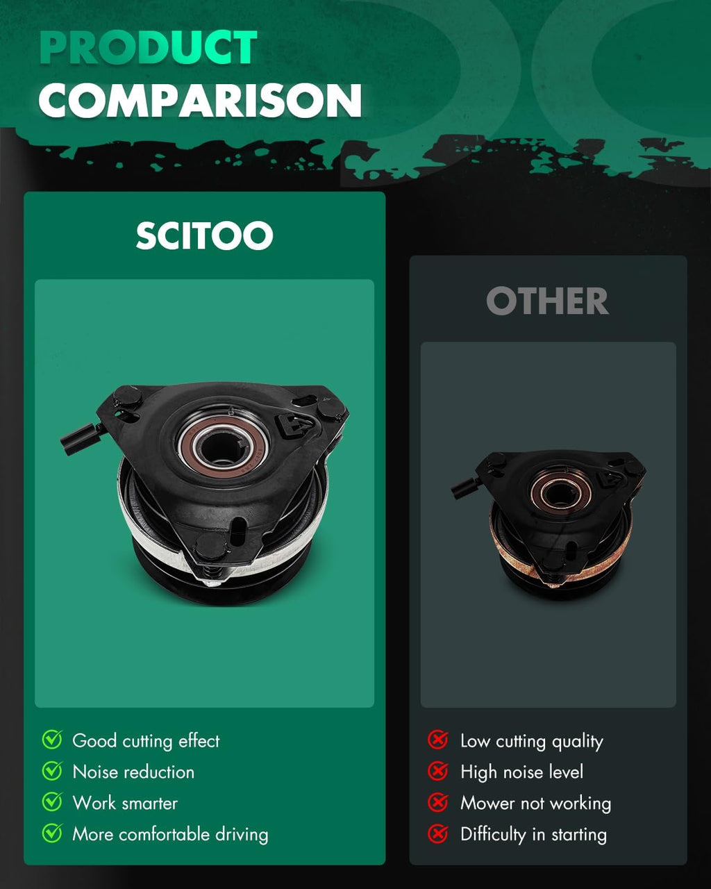 SCITOO Electric PTO Clutch AM119536 Electric PTO Lawn Mower Clutch Compatible for John Deere: AM103035, AM108601, AM115093, AM119536 / for Scotts: AM119536 / for Xtreme: X0406