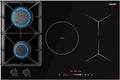 30 Inch Hybrid Gas and Induction Combo Cooktop, Built-in 5 Burners (2 Gas+3 Induction), 12000 BTU Boost, Safety Lock & Grill Bridge Mode, Drop-in Cooktop for Kitchen, 6700W