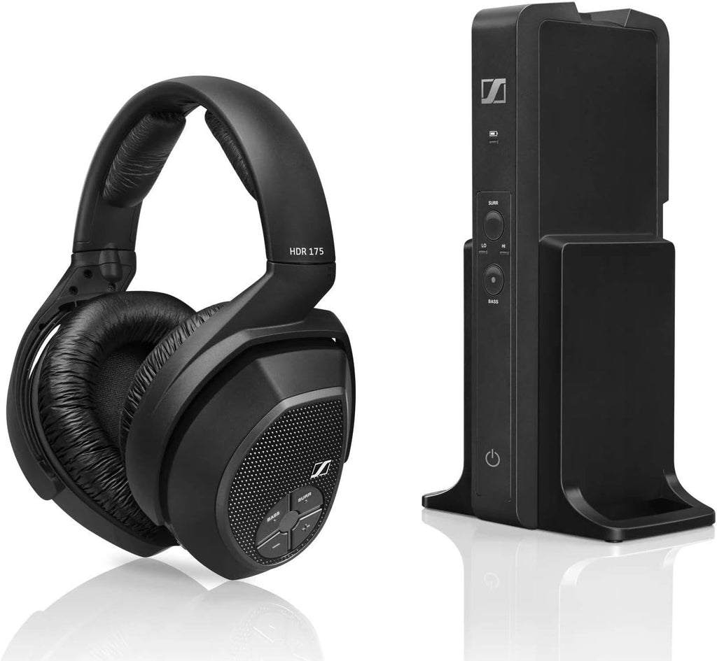 Sennheiser RS 175 RF Wireless Headphones for TV with Bass Boost and Surround Sound Modes, Compact and Ergonomic, Wireless TV Headphones Listening, Black