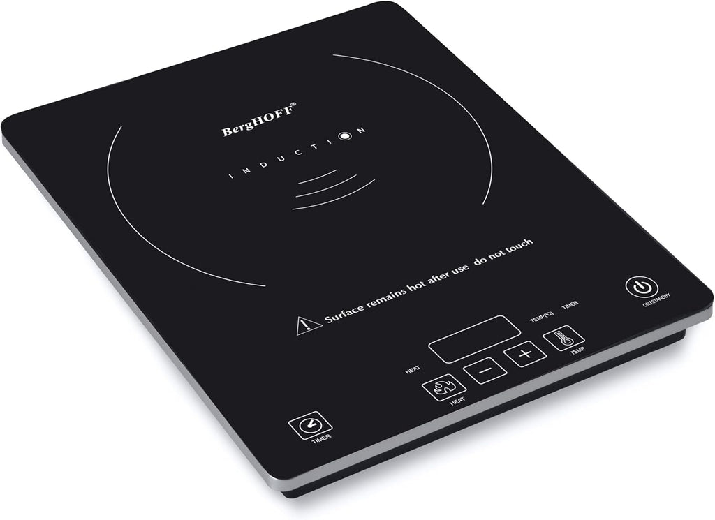 BergHOFF Tronic Tempered Glass Touch Screen Induction Cooktop 1800W, Auto-pan Detection, 14' Black Shatter-resistant
