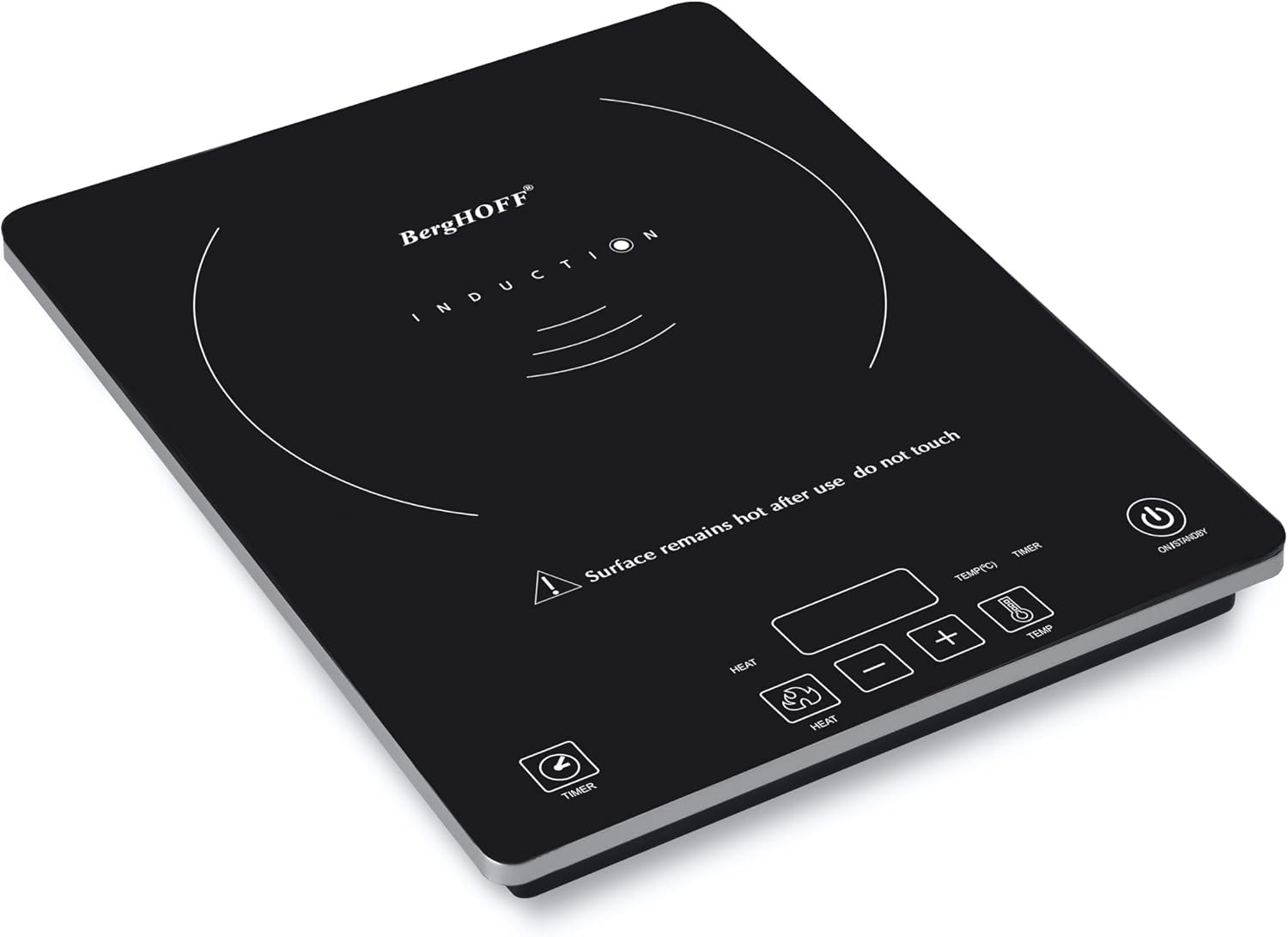 BergHOFF Tronic Tempered Glass Touch Screen Induction Cooktop 1800W, Auto-pan Detection, 14' Black Shatter-resistant