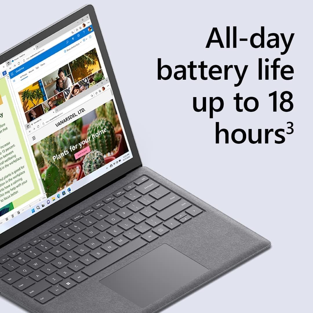 Microsoft Surface Laptop 5, 13.5'' FHD Touchscreen, Backlit, Intel Core i5-1235U (10-core up tp 4.40 GHz), Intel Iris Xe Graphics, 8GB DDR5 RAM, 256GB SSD, Windows 11 Home, Platinum, Silver (Renewed)