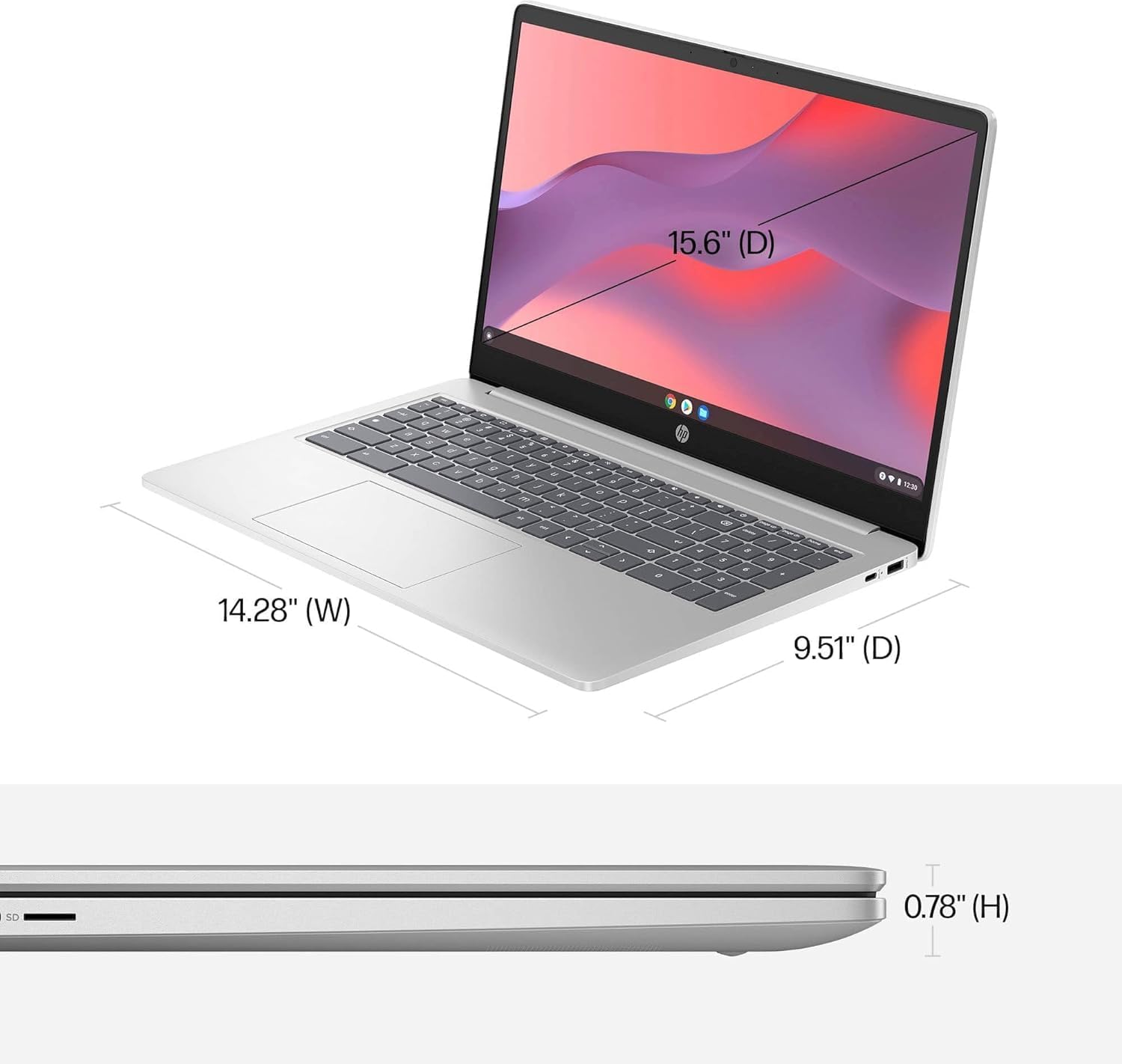 HP Chromebook 15 Laptop ( 15.6' Anti-Glare, Intel N200, 8GB DDR5 RAM, 192GB Storage (64GB eMMC + 128GB SD), 4-Core(> i3-1115G4), Numeric KB) Home & Student, Wi-Fi, Webcam w/Shutter, Chrome OS, Silver