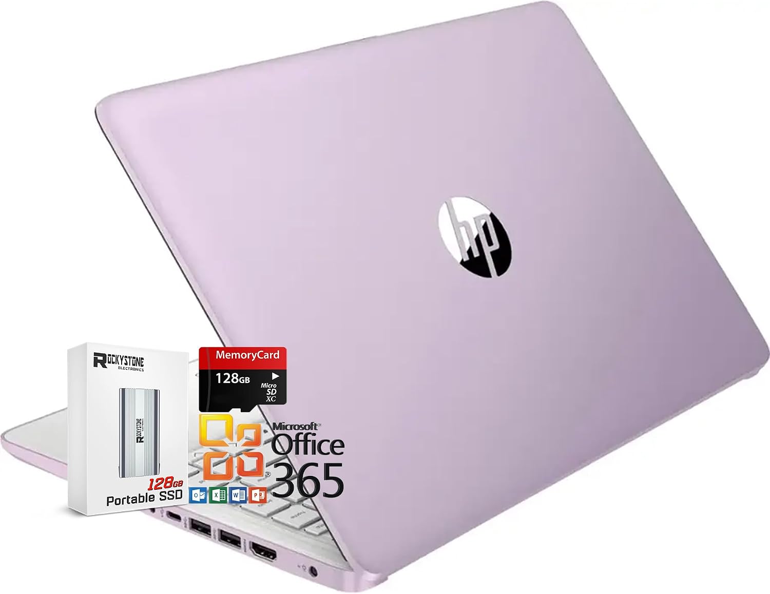 HP 14' HD Thin and Light Laptop, Intel Processor N150(beat N4120), 8GB RAM, 256GB Storage(128GB UFC+128GB MicroSD), Office 365, Copilot AI, WiFi 6, BT 5.4, HDMI, W/128GB PSD, Win11 S, Honey Lavender