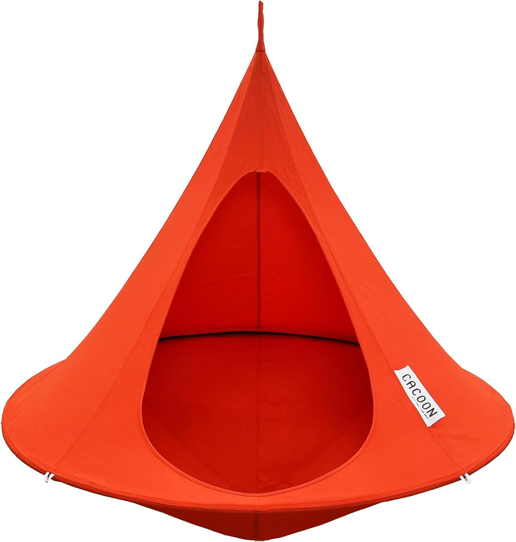 Single Cacoon Hanging Chair – Cozy Indoor/Outdoor Hammock with Polyester Canvas, 440 lb Capacity, Includes 18ft Rope & Carabiner (Bonfire Red)