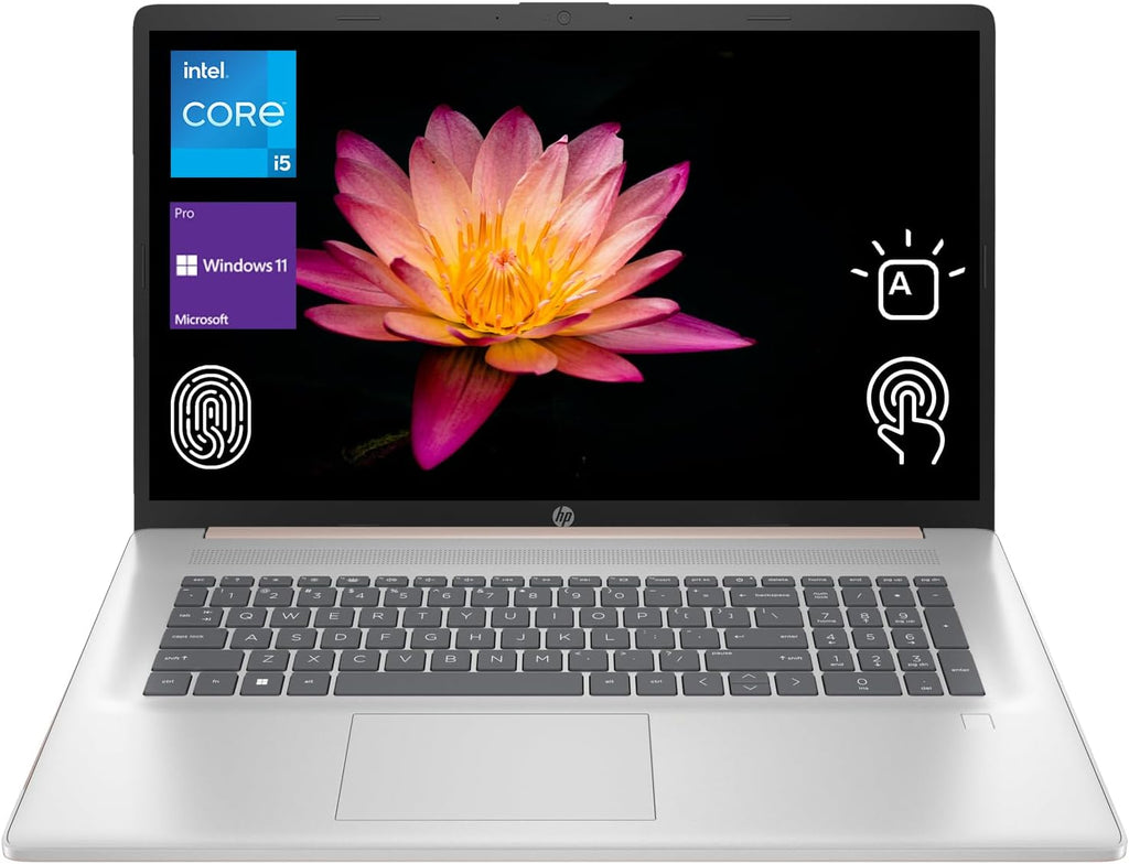 HP 2024 17t Business Professional Rose Gold Laptop, 17.3' HD+ Touchscreen, Intel Core i5-1334U, 16GB RAM, 1TB SSD, Webcam, FP Reader, Backlit KB, HDMI, Wi-Fi 6, Windows 11 Pro