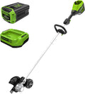 Greenworks 60V 8' Brushless Cordless Edger with 2.0Ah Battery & Charger – Tool-Free Depth Adjustment, Lightweight Lawn Edging Tool, 4-Year Warranty