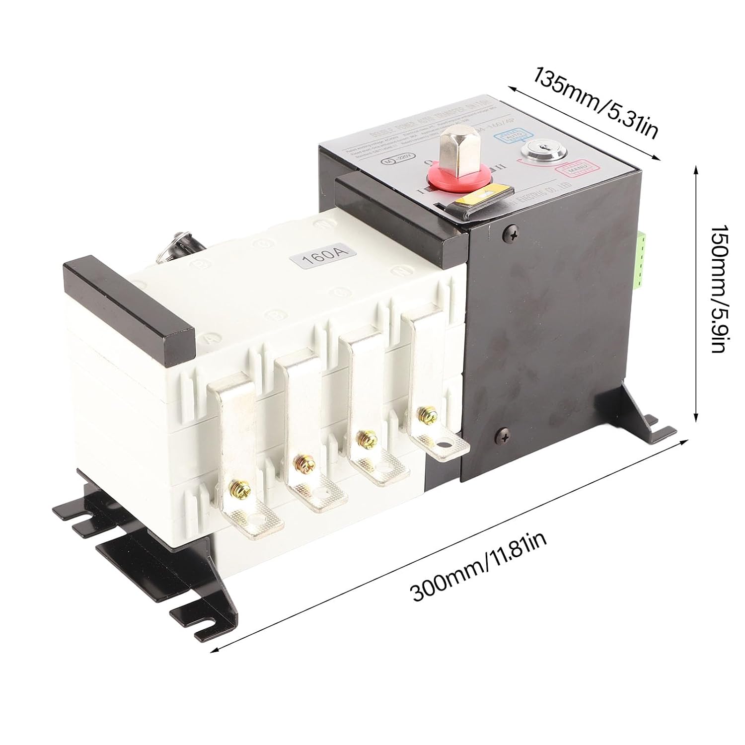 Generator Transfer Switch Dual Power Automatic Transfer Switch AC400V Advanced Technology Reliable Multi Protection for Home Office Buildings Public Places PC Material (160A)
