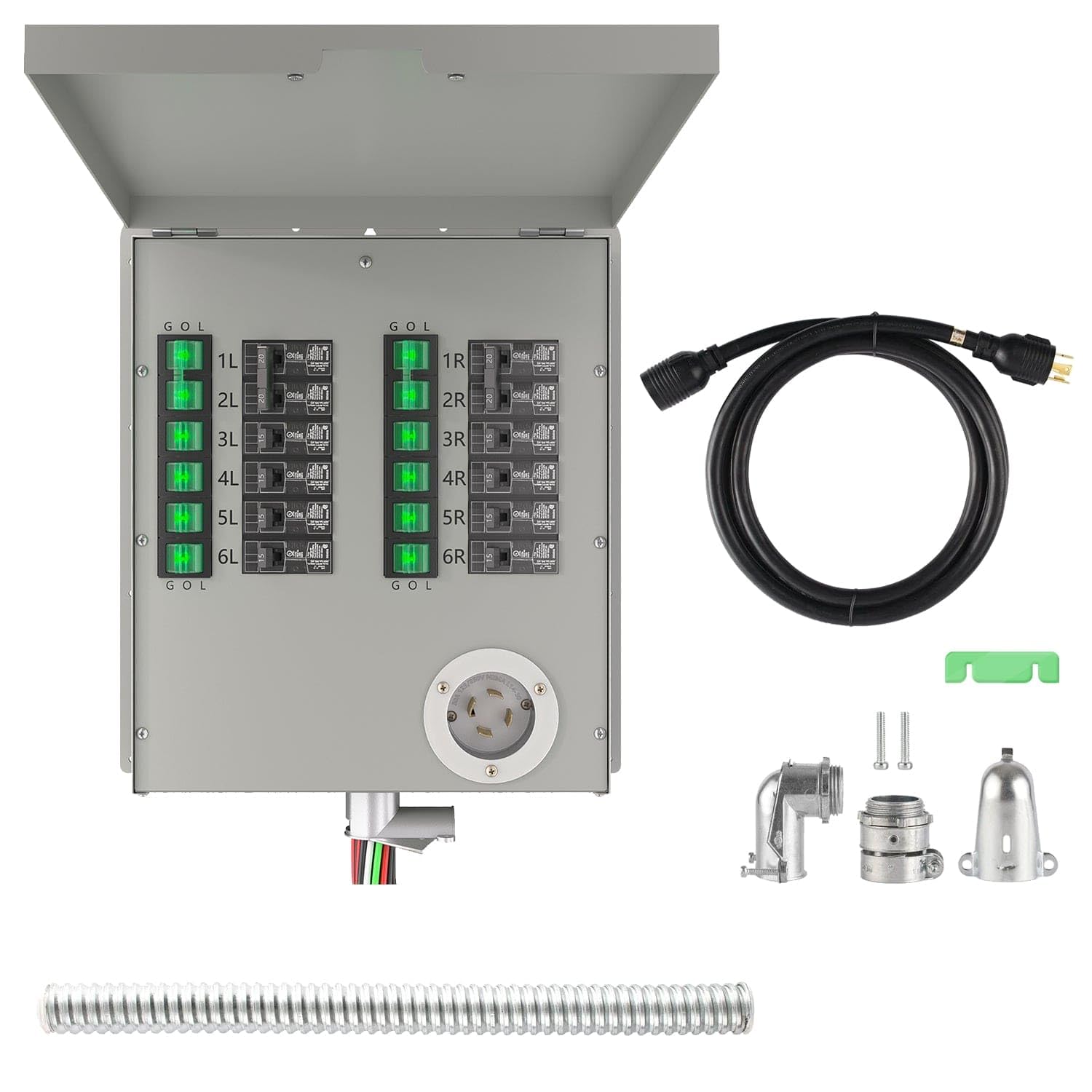 Nature's Generator Transfer Switch 12 Circuits 120/240V 30A Power Transfer Kit with Transfer Switch Flush Mount(Indoor)