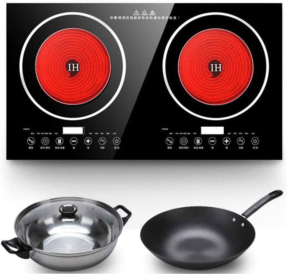 Portable Electric Induction Cooker 2200W 8 Levels Electric Dual Induction Cooker Cooktop Countertop Double Burner