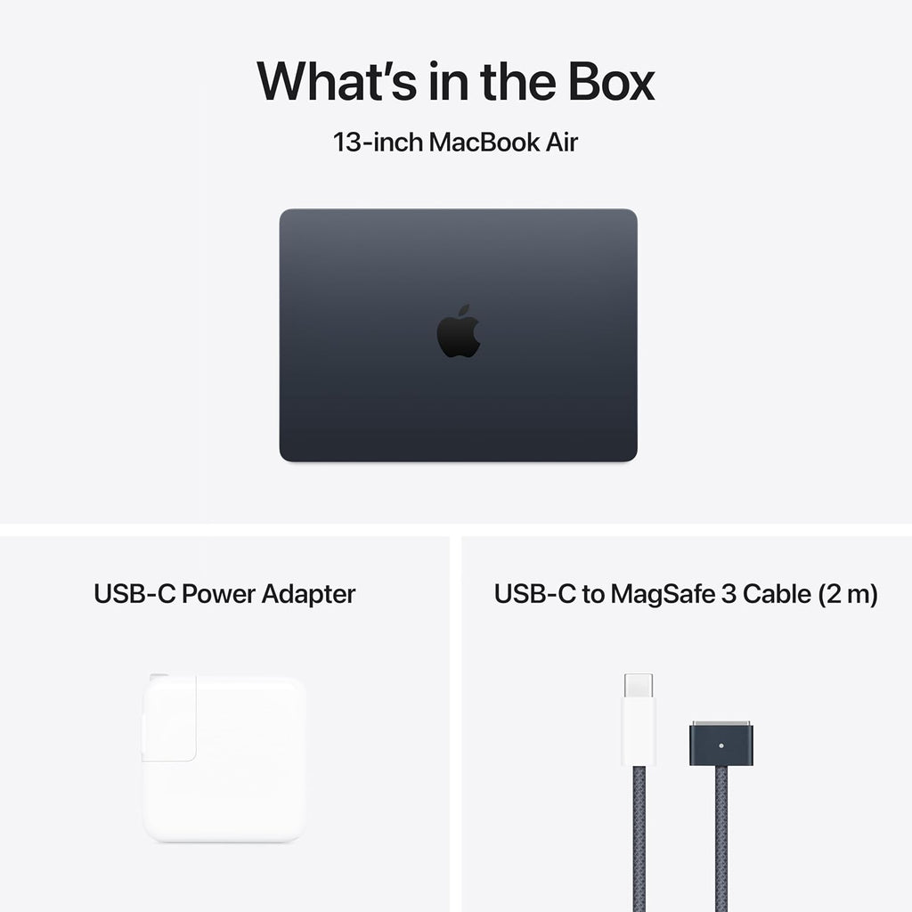 Apple 2025 MacBook Air 13-inch Laptop with M4 chip: Built for Apple Intelligence, 13.6-inch Liquid Retina Display, 16GB Unified Memory, 512GB SSD Storage, Touch ID; Midnight with AppleCare+ (3 Years)