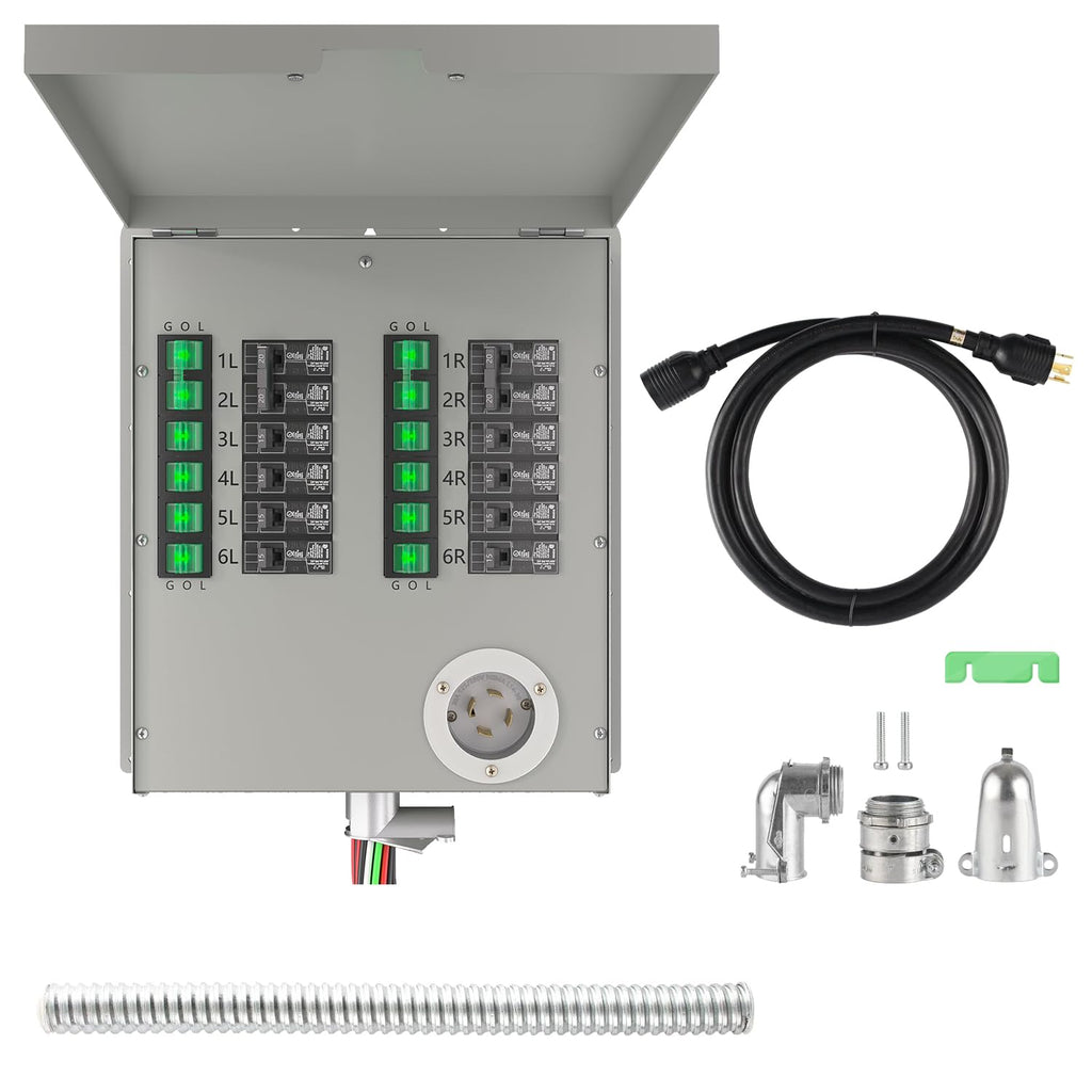 Nature's Generator Manual Transfer Switch 12-Circuits 120/240V 30A Non-Automatic Power Transfer Kit UL Approved