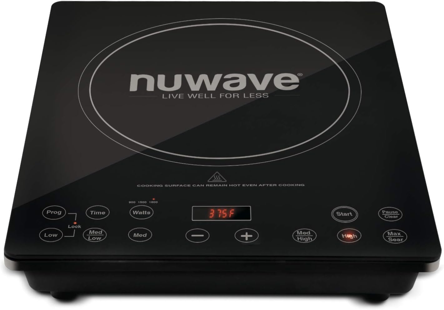 Nuwave Pro Chef Induction Cooktop, Commercial-Grade, Portable, Powerful 1800W, Large 8' Heating Coil & Mosaic Induction Wok, Precise Temp Controls from 100°F to 575°F in 5°F