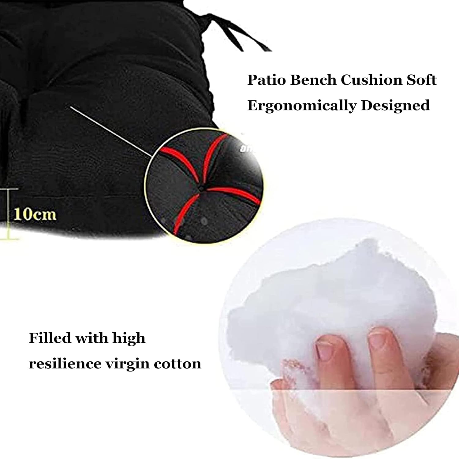 Patio Bench Cushion Indoor, Outdoor Seat Cushion Backrest Mat, Thicken Patio Bench Soft Rocking Chairs Pad for Indoor/Outdoor Hanging Chair Cushion (A 150x100x10cm)