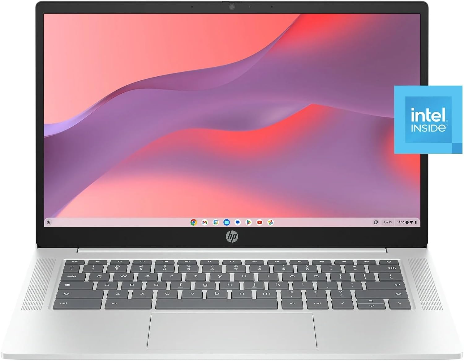 HP 14a Chromebook in Sparkly White 14in HD Intel Quad Core up to 3.7Ghz 4GB DDR5 128GB Storage WiFi Webcam 4K Grahics Chrome OS (14a-nf – Renewed)