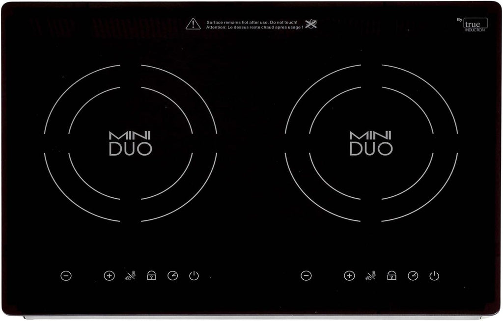 True Induction MD-2B 20 inch Built-in Mini Duo Induction Glass-Ceramic Cooktop, 1750W, UL858 Certified