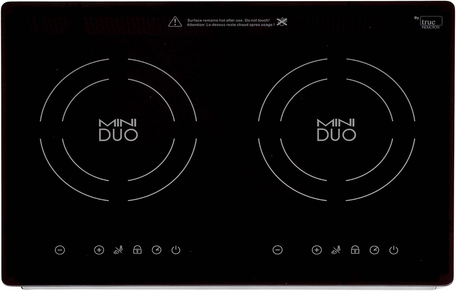 True Induction MD-2B 20 inch Built-in Mini Duo Induction Glass-Ceramic Cooktop, 1750W, UL858 Certified