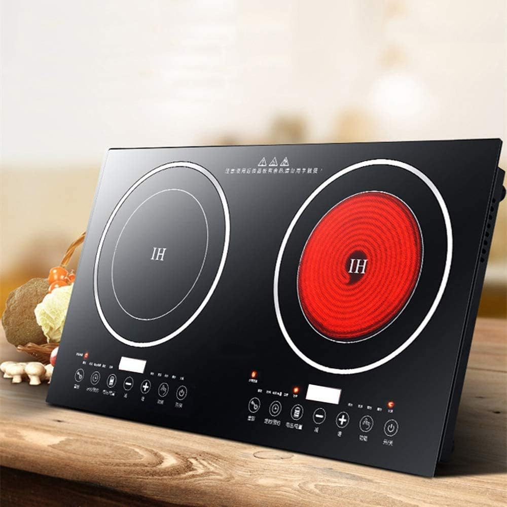 Portable Electric Induction Cooker 2200W 8 Levels Electric Dual Induction Cooker Cooktop Countertop Double Burner