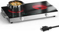 2 Burner Electric Cooktop, Two Burner Electric Stove 24 Inch, Portable Ceramic Cooktop with Handle, SensorTouch & Knob Control, Child Lock, Timer, 9 Power Levels, 110V-120V Plug in, Green