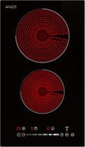12-In. Electric Cooktop in Black Glass with Dual-Zone Control, Radiant Heating, and Ceramic Hobs for Precision Cooking